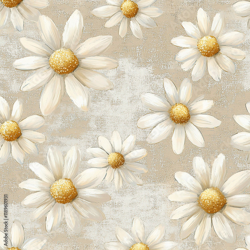 Rustic Elegance: Grunge Daisy Pattern