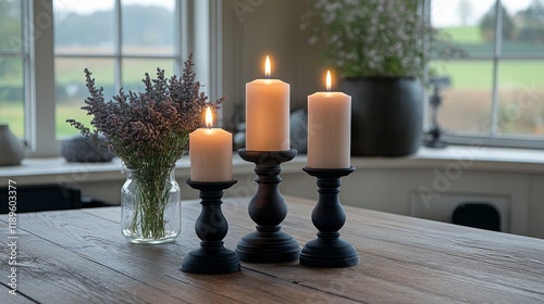 Elegant table setting with candles and floral arrangement for a special occas...