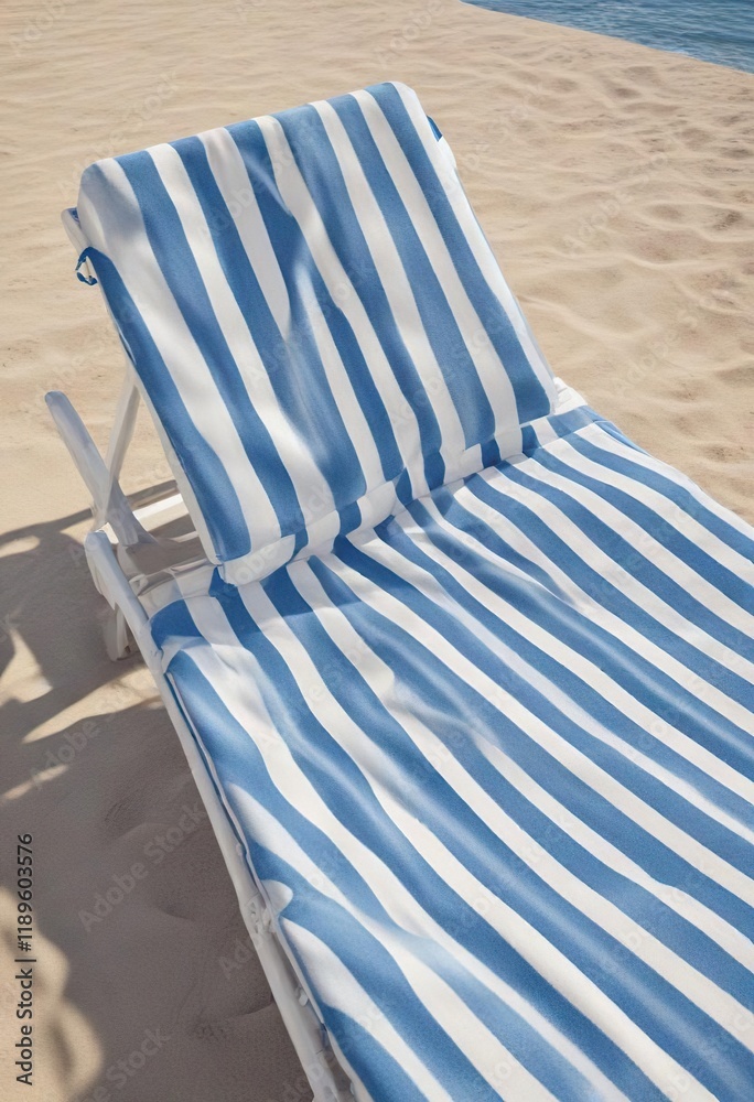 Seaside chaise longue in blue and white striped fabric, blue accent chair, seaside, wicker chaise Seaside chaise longue in blue and white striped fabric, blue accent chair, seaside, wicker chaise
