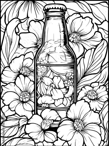 Coloring Page Malbuch für Erwachsene Bier, mandala Glasfenster