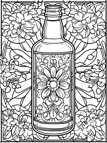 Coloring Page Malbuch für Erwachsene Bier, mandala Glasfenster