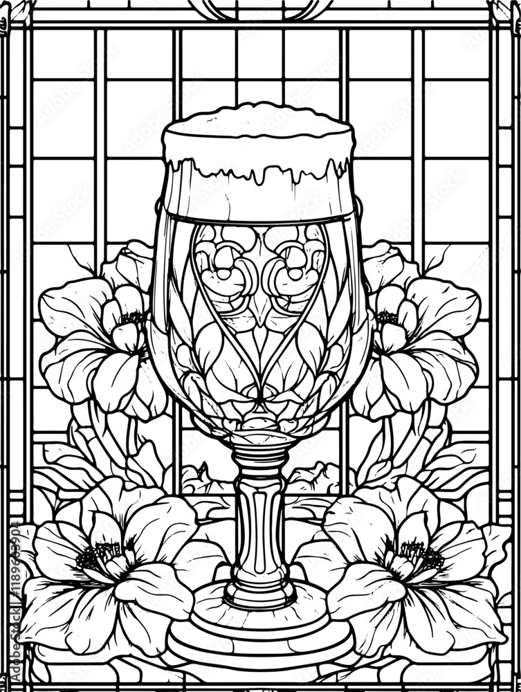 Bier, sakral, Mandala, coloring page, Malbuch für Erwachsene, Malbuch Männer, Bier, Kloster, Brauerei 