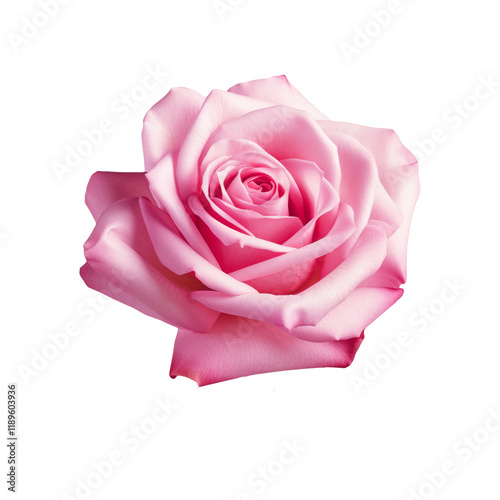 Beautiful single pink rose isolated on transparent background.