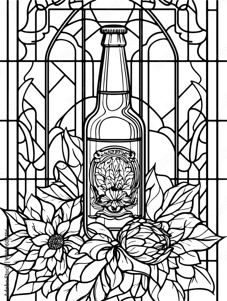Bier, sakral, Mandala, coloring page, Malbuch für Erwachsene, Malbuch Männer, Bier, Kloster, Brauerei 