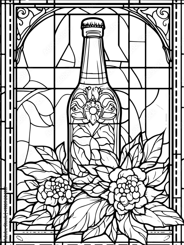 Bier, sakral, Mandala, coloring page, Malbuch für Erwachsene, Malbuch Männer, Bier, Kloster, Brauerei 