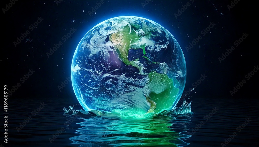 Obraz premium Generated image : la Terre dans l'eau