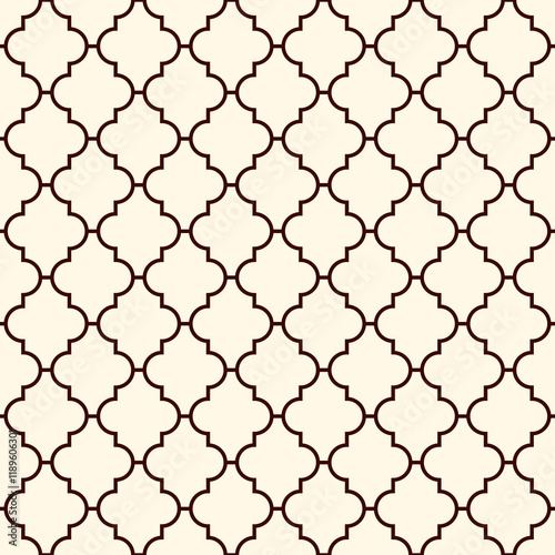 Oriental traditional pattern. Ogee ornament. Repeated maroccan crosses mosaic tiles. Lantern shapes motif. Tracery window wallpaper. Arabesque digital paper, textile print. Seamless surface design
