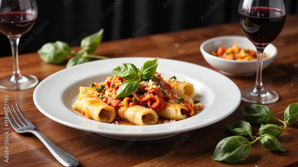 Fresh Pasta Dish on a Plate Fresh Pasta Dish on a Plate