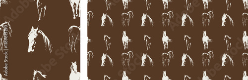 Horse Vintage Western Animal West Seamless Pattern Vector Illustration