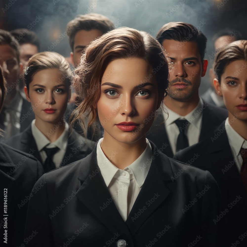 group of young people in a modern style. group of young people in a modern style.