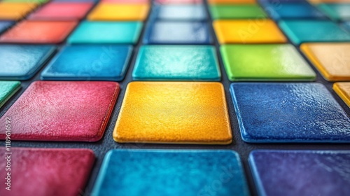 Vibrant colored cards arranged on a blue surface showcasing creativity and fun
