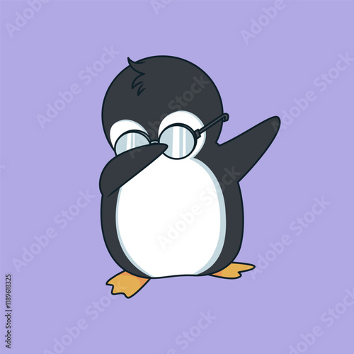 penguin dabbing dance vector illustration cute