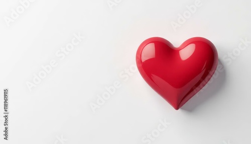 Red Heart on White Background, Love Symbol, Valentines Day Heart