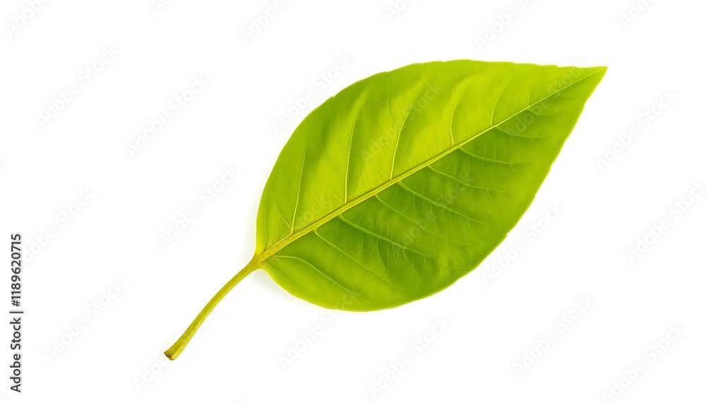 Obraz premium Single Vibrant Green Leaf: A Close-Up Botanical Study