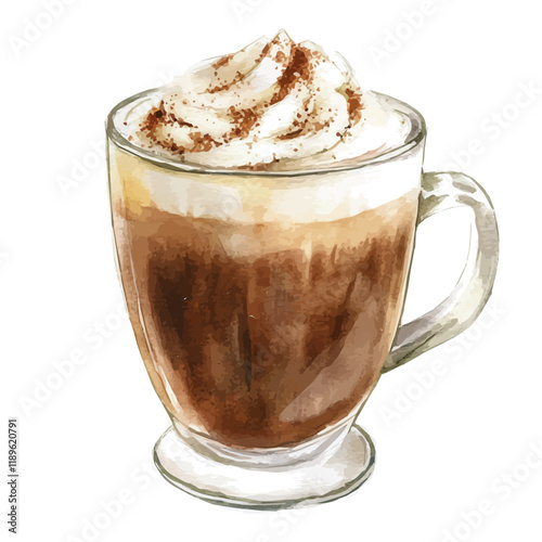 A watercolor painting of mocha, isolated on a white background. Mocha vector.
