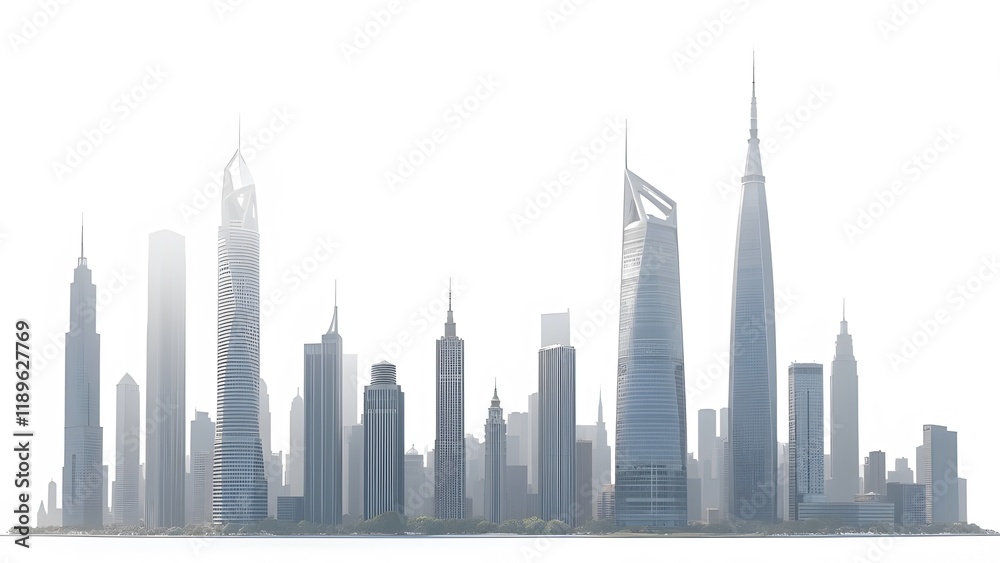 skyscraper buildings set, isolated skyscraper buildings set, isolated