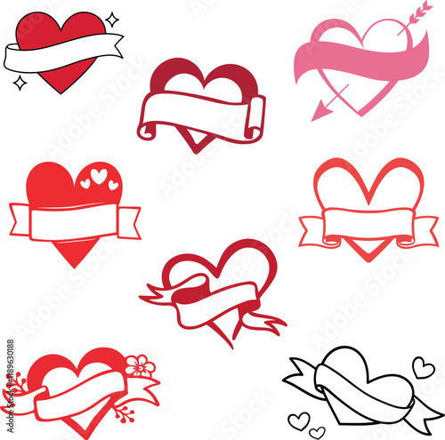 Pack of hearts design love vector
