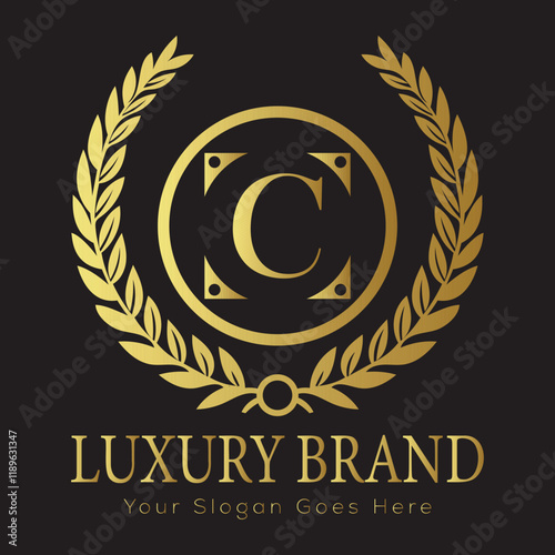 Luxury Laurel Wreath Letter Logo Design with Hexagon Frame for Zesty Branding
 photo