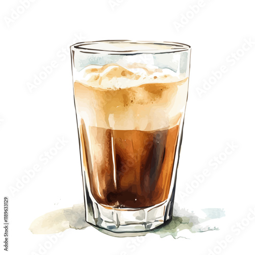 A watercolor drawing of a macchiato, isolated on a white background. Macchiato vector.
