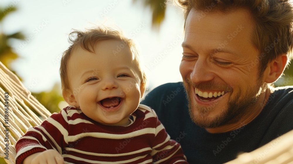 Joyful bonding moment between father and baby outdoors Joyful bonding moment between father and baby outdoors