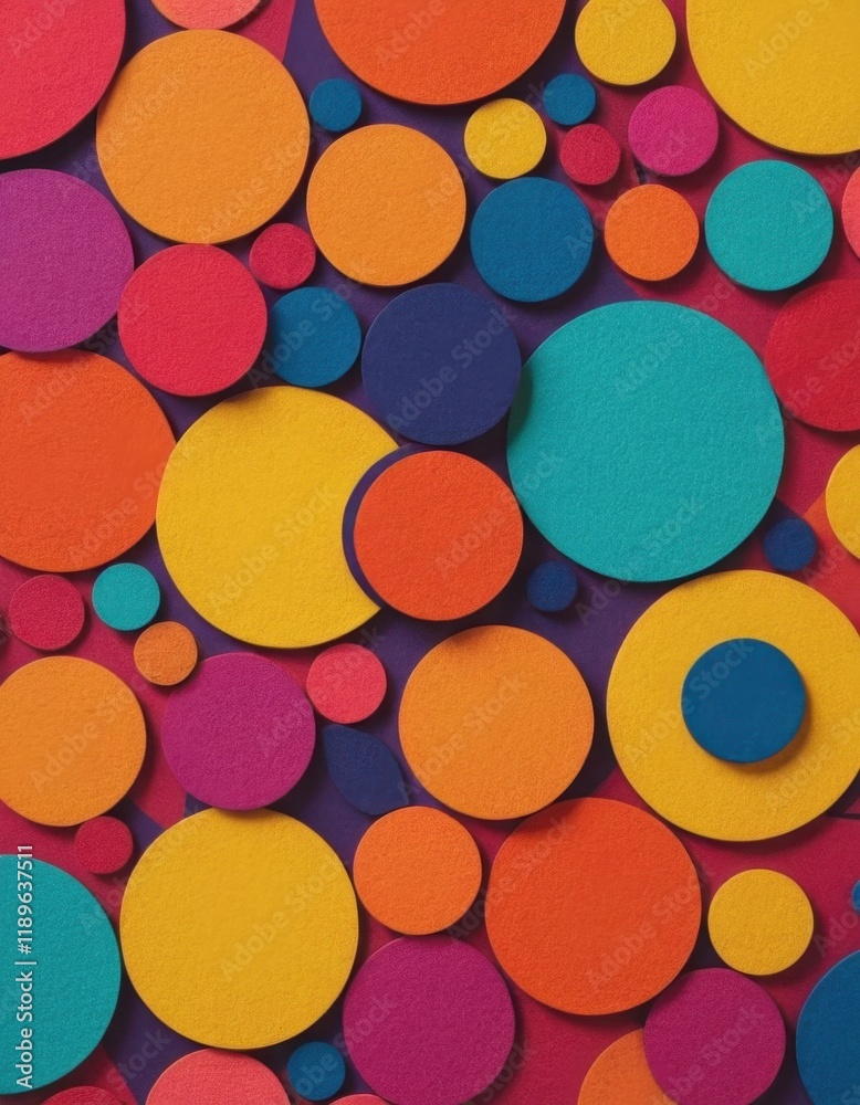 A vibrant collage of colorful circles in various sizes, featuring shades of orange, yellow, teal, and purple against a pink background A vibrant collage of colorful circles in various sizes, featuring shades of orange, yellow, teal, and purple against a pink background