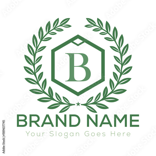 Luxury Laurel Wreath Letter Logo Design with Hexagon Frame for Zesty Branding
