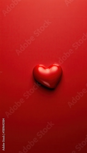 Red heart on red background. Simple, elegant Valentine's Day or love themed image.