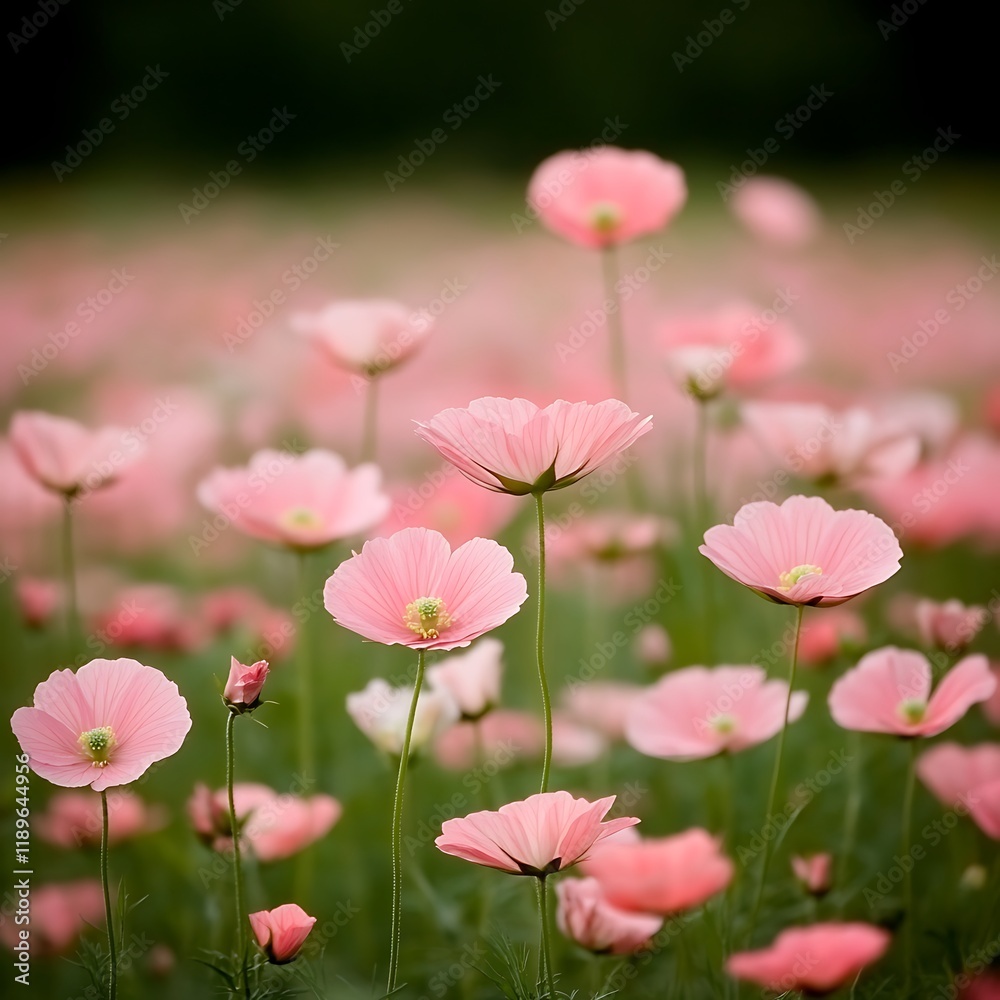 Pink flowers blooming in a field. Pink flowers blooming in a field.