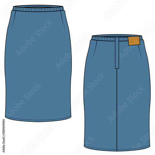 Denim pencil skirt vector illustration  