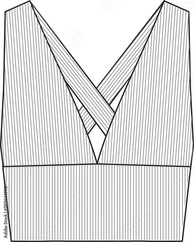 Women's Seamless Active Ribbed  Bralette. Technical fashion illustration. Flat apparel top template front. Women's CAD mock-up.
