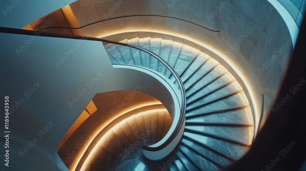Fototapeta premium A stunning staircase in a modern building, showcasing unique design elements and creative use of space.