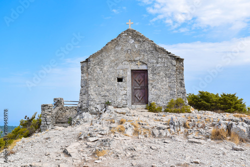 The Church of the Holy Spirit at Hum (Crkva Sv. Duha), highest peak of Vis island photo