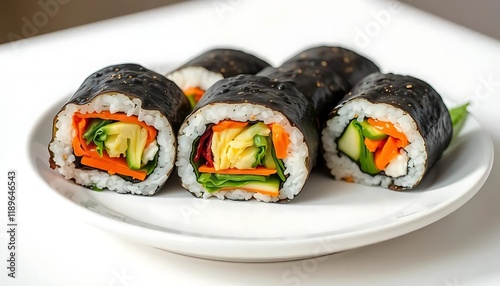 Vibrant Vegetable Sushi Rolls: A Fresh and Colorful Culinary Delight photo