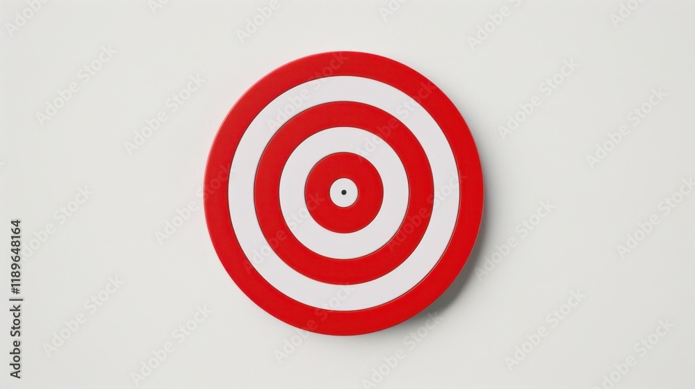 Target symbol with concentric red and white circles on plain background, representing focus and precision Target symbol with concentric red and white circles on plain background, representing focus and precision