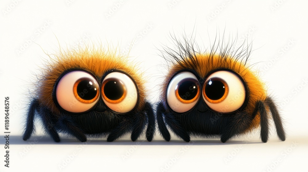 A friendly and approachable cartoon spider with large eyes on a white background A friendly and approachable cartoon spider with large eyes on a white background