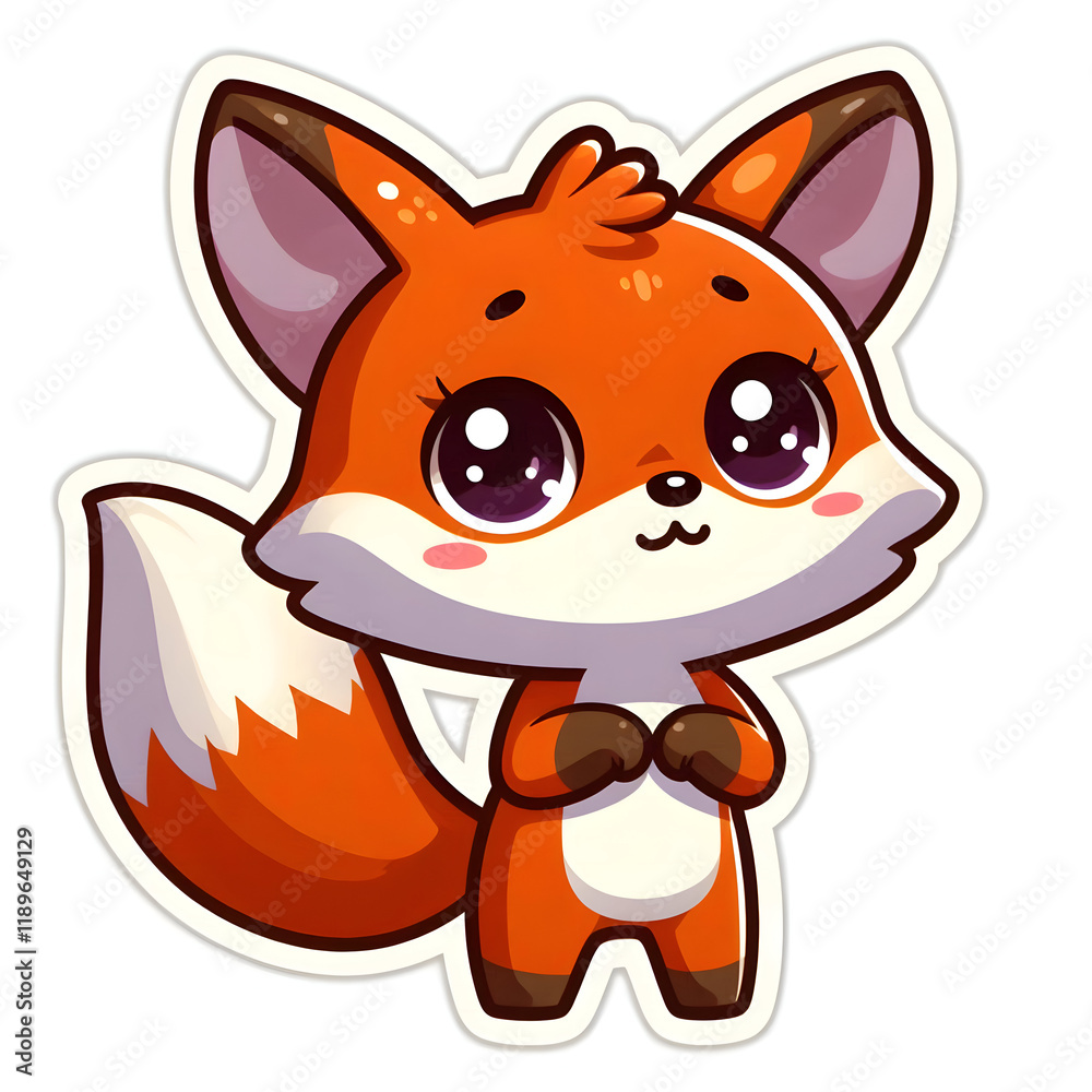 fox sticker animated isolated on white background fox sticker animated isolated on white background