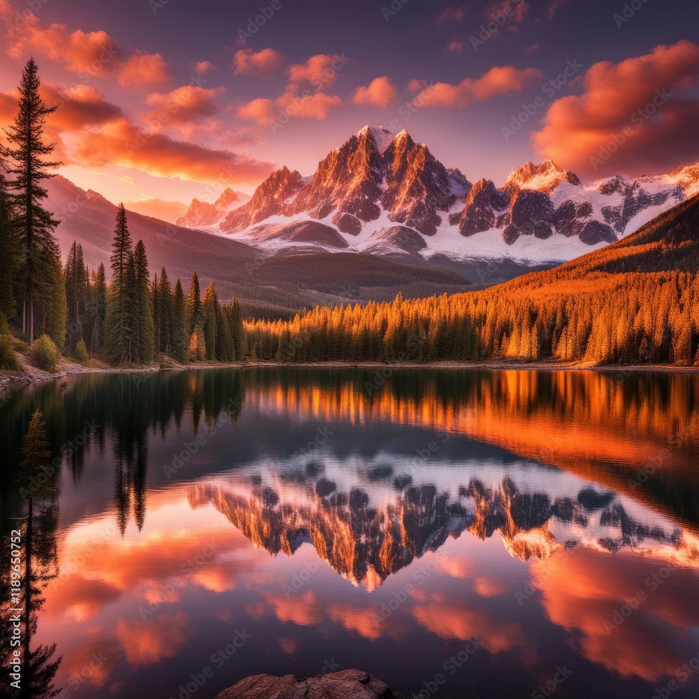 Fototapeta premium amazing sunset in the italian dolomites. beautiful nature landscape