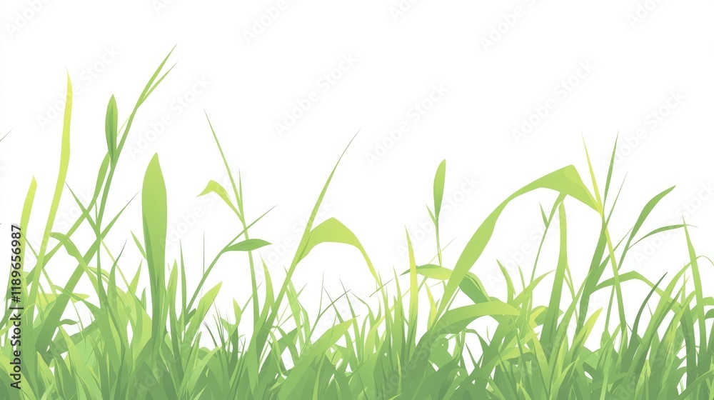 Fototapeta premium A stylized illustration of green grass against a white background, ideal for design use.