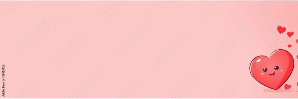 A cute animated heart character with smaller hearts on a pink gradient background. A cute animated heart character with smaller hearts on a pink gradient background.