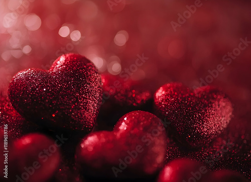 Red Glitter Hearts: A Valentine's Day Delight photo