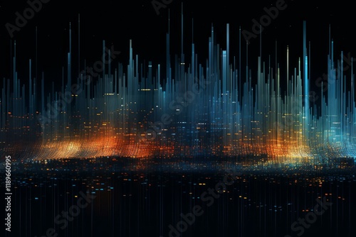 Abstract cityscape expanding with illuminated lines and dots, symbolizing urban development and technological advancement