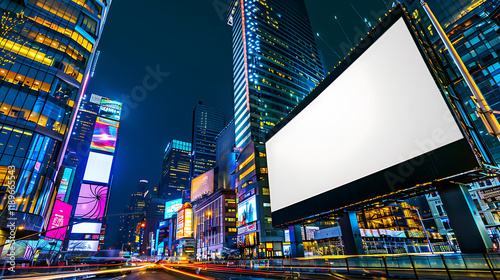 Blank billboard in Times Square at night