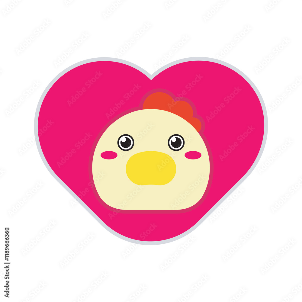 Chicken love flat icon design. Chicken heart flat design for sticker, mockup ideas vector illustration. Chicken love flat icon design. Chicken heart flat design for sticker, mockup ideas vector illustration.