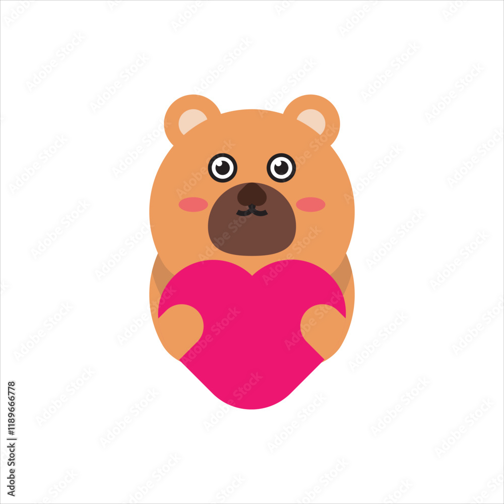 teddy bear with heart vector design illustration. Grizzly holding a heart illustration. teddy bear with heart vector design illustration. Grizzly holding a heart illustration.