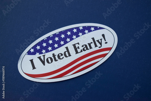 I Voted Early Sticker Worn By Voters, on Blue or Red background