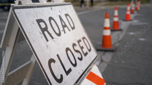 Road Closed Sign and Traffic Cones in Pasadena, California