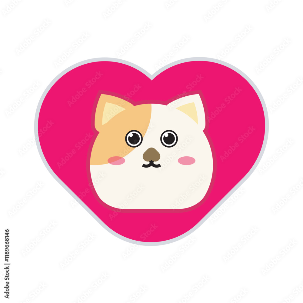cat with heart design illustration. Cute pet design vector. cat with heart design illustration. Cute pet design vector.