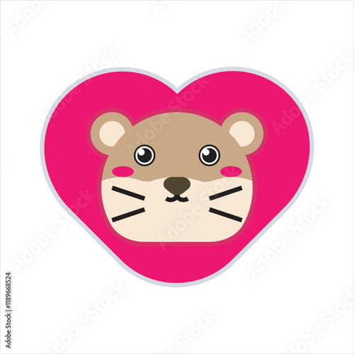 Mouse and love flat icon vector design illustration. 