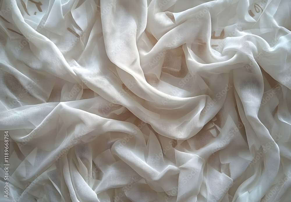 Fototapeta premium Elegant Draped White Sheer Fabric: Texture and Light