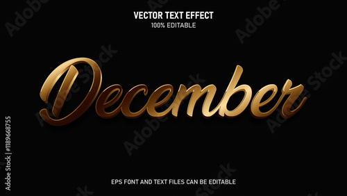 December gold 3d style editable text effect